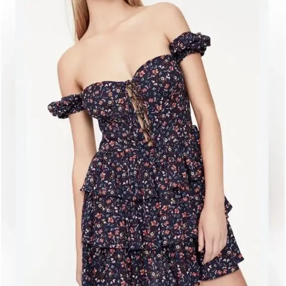 Bardot Sonny Floral Mini Dress Size Large US 8 - Picture 8 of 13